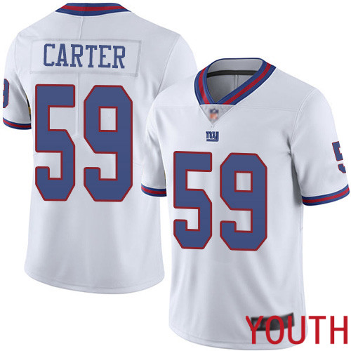 Youth New York Giants #59 Lorenzo Carter Limited White Rush Vapor Untouchable Football NFL Jersey
